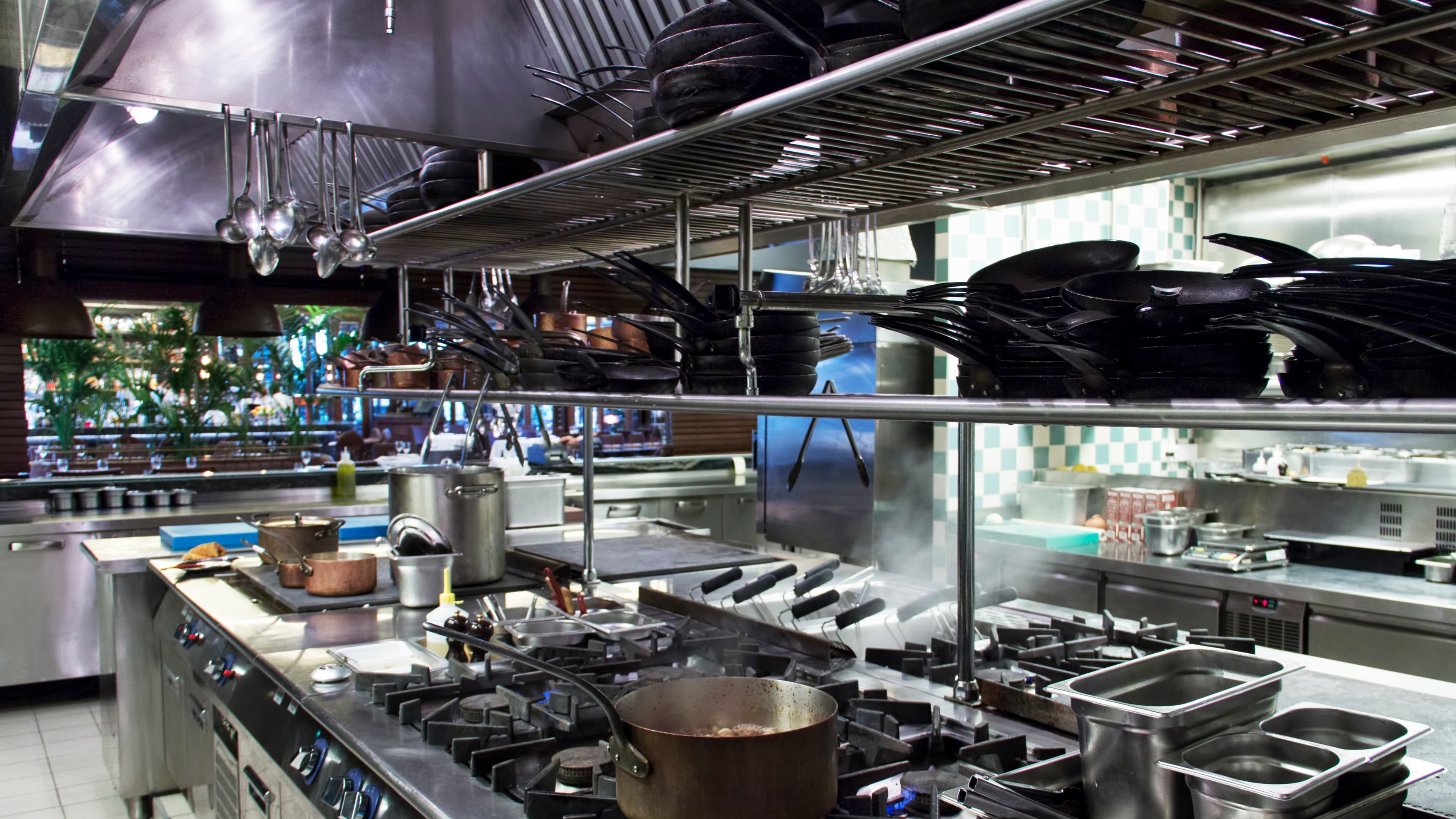 Commercial kitchen with hood system